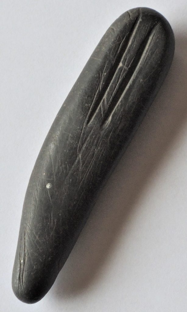 A photo of a whetstone for sharpening needles, found in Tanner’s Lane, Eynsham
