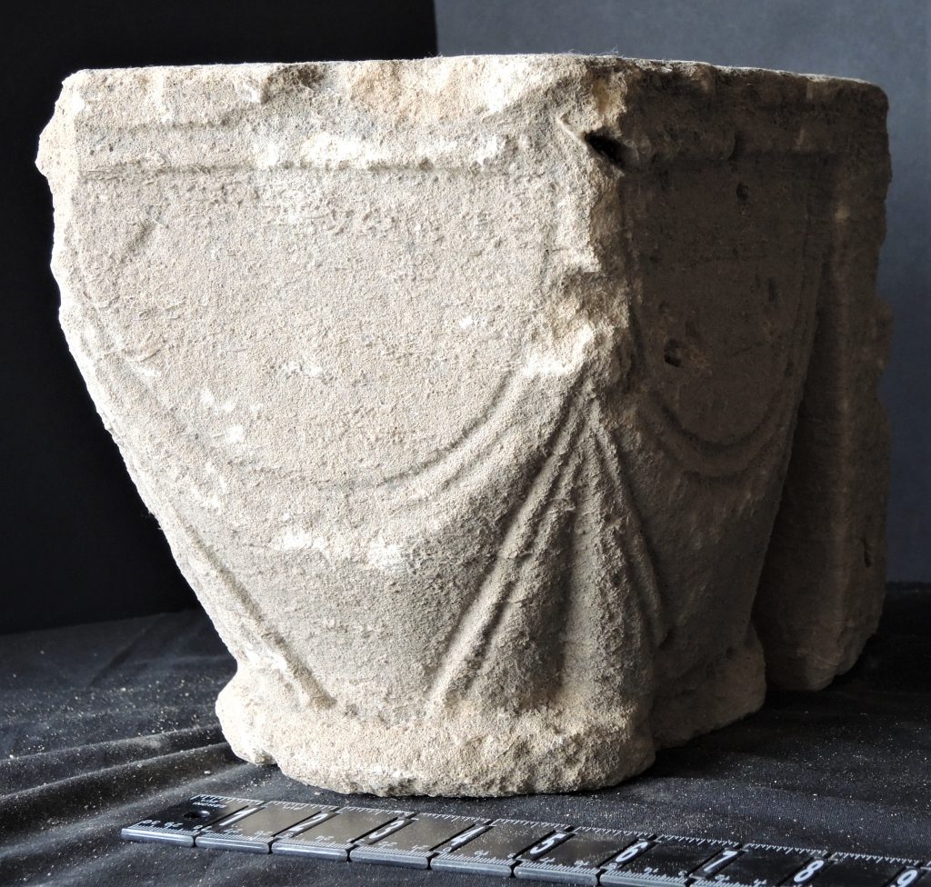 Stone ‘cushion’ capital from Eynsham Abbey, mid-12th century 