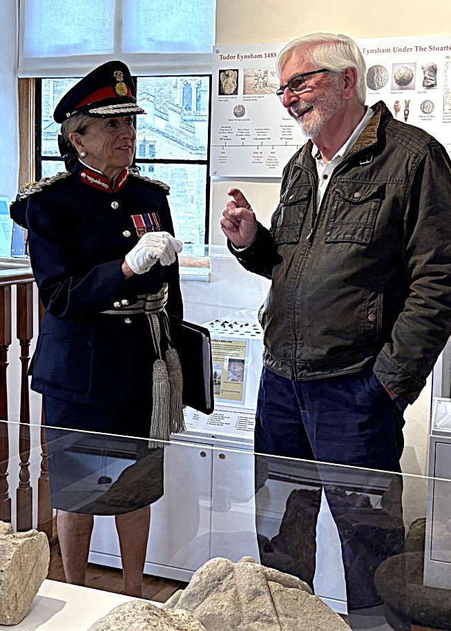 The Lord Lieutenant of Oxfordshire in the museum, talking with Steve Parrinder